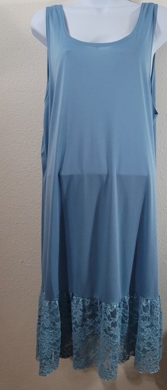 Paisley Grace Blue Lace Trim Shift Midi Dress 3XL Lightweight Sleeveless Flowy